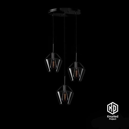 Black 3 Drop Pendant + Diamond Shade