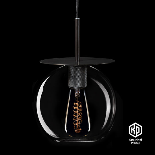 Black Disc Pendant Light + Globe Shade