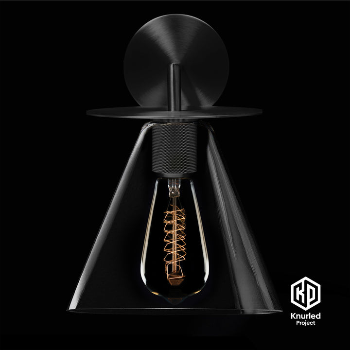 Black Disc Wall Light + Cone Shade
