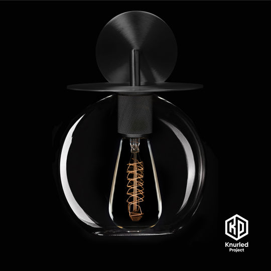 Black Disc Wall Light + Globe Shade