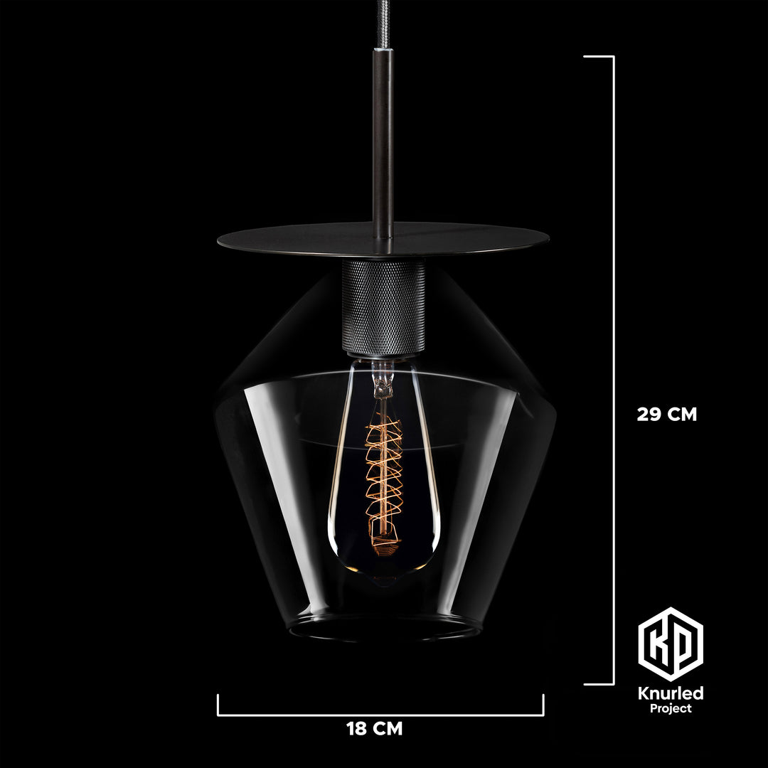 Black Disc Pendant Light + Diamond Shade