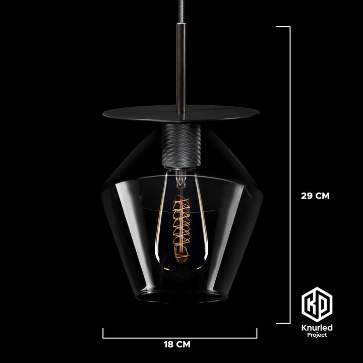 Black Disc Pendant Light + Diamond Shade