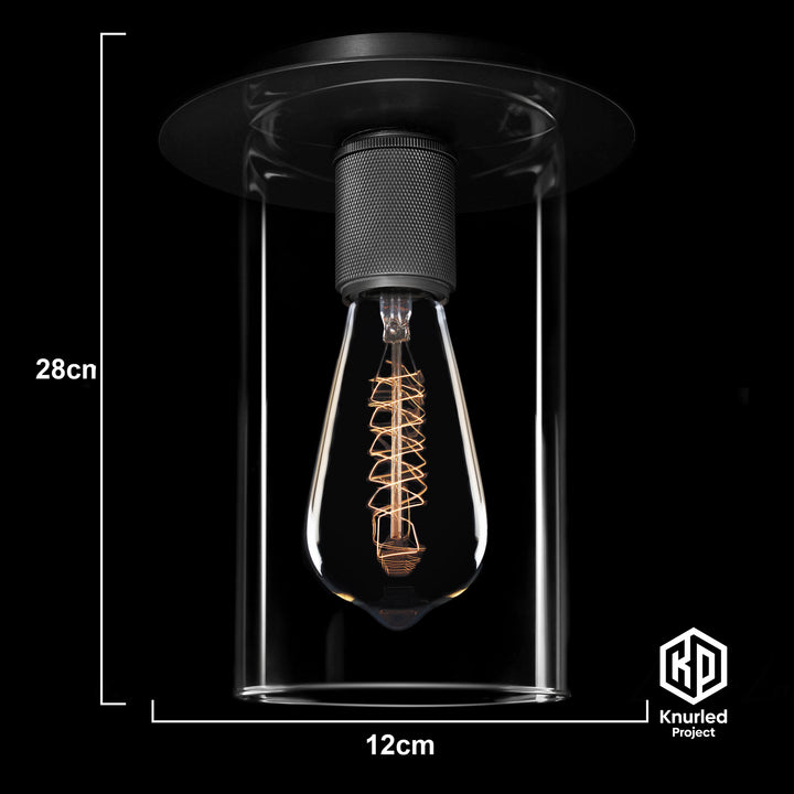 Black Disc Ceiling Light + Cylinder Shade