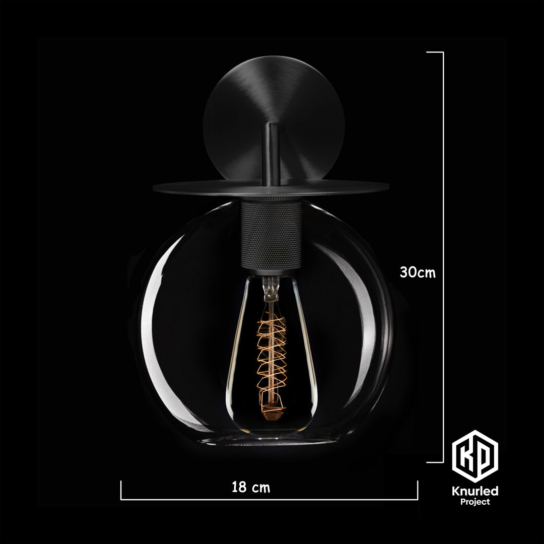 Black Disc Wall Light + Globe Shade