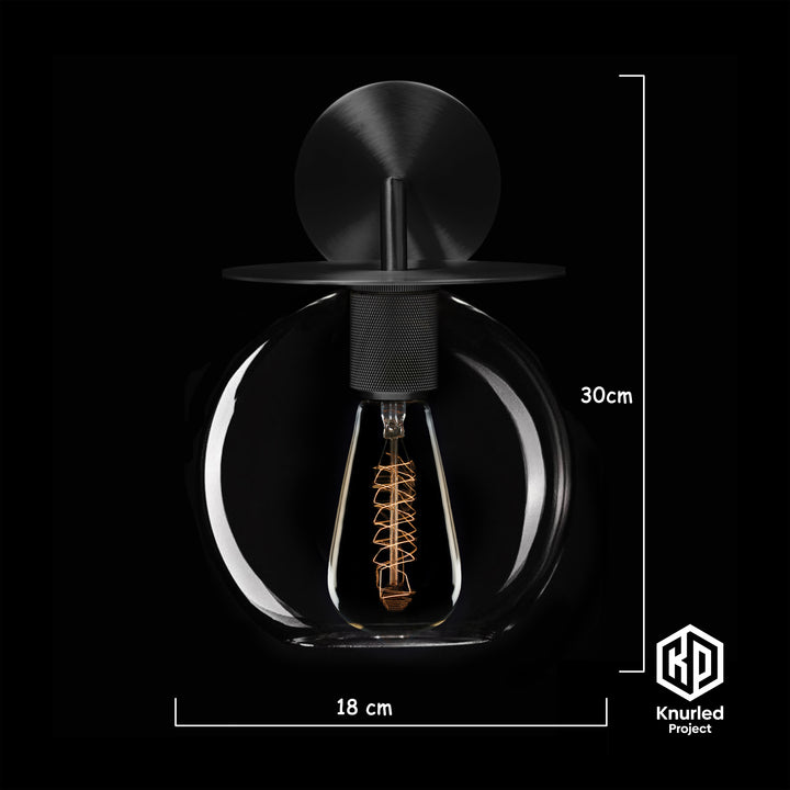 Black Disc Wall Light + Globe Shade