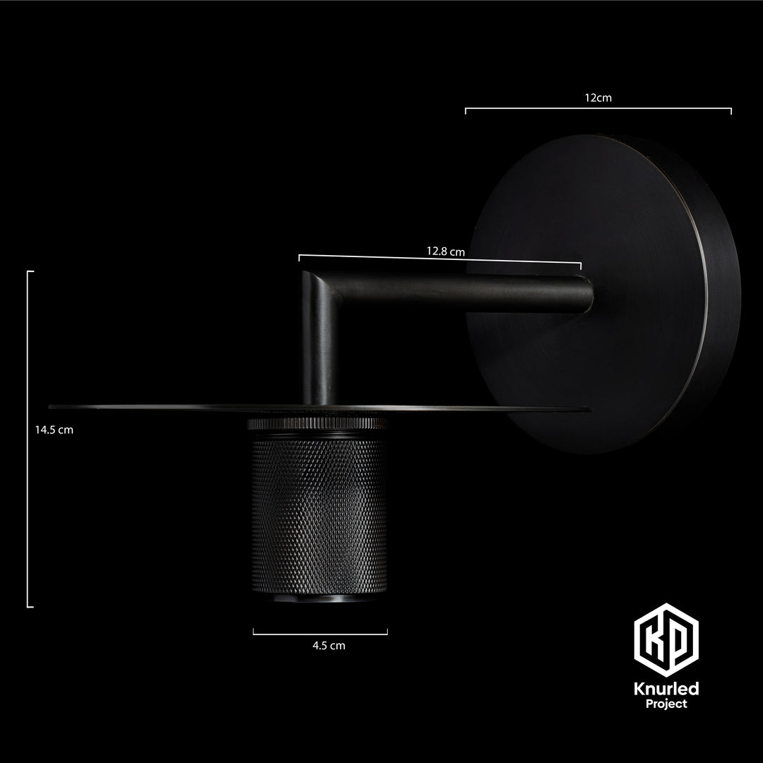 Black Disc Wall Light + Globe Shade