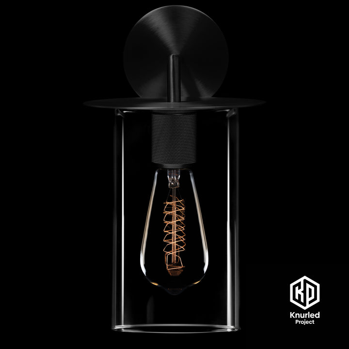 Black Disc Wall Light + Cylinder Shade