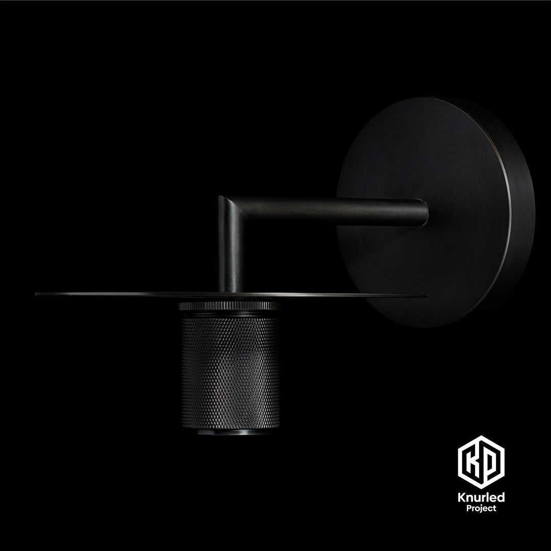 Black Disc Wall Light + Globe Shade