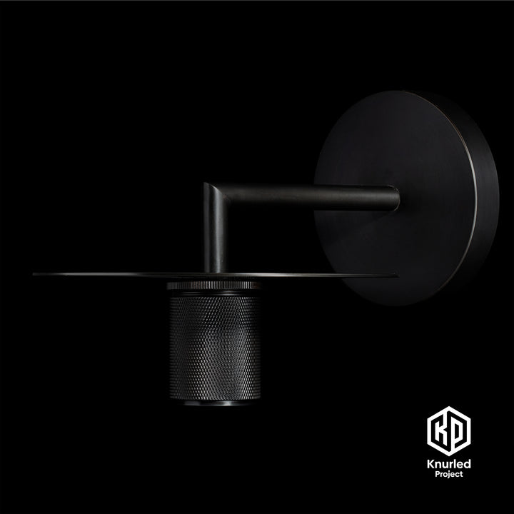 Black Disc Wall Light + Globe Shade