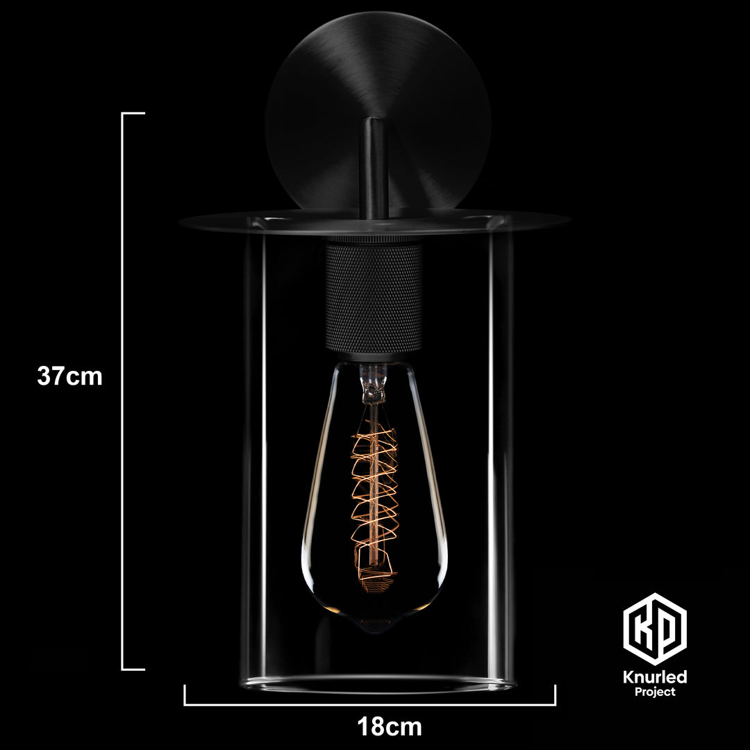 Black Disc Wall Light + Cylinder Shade