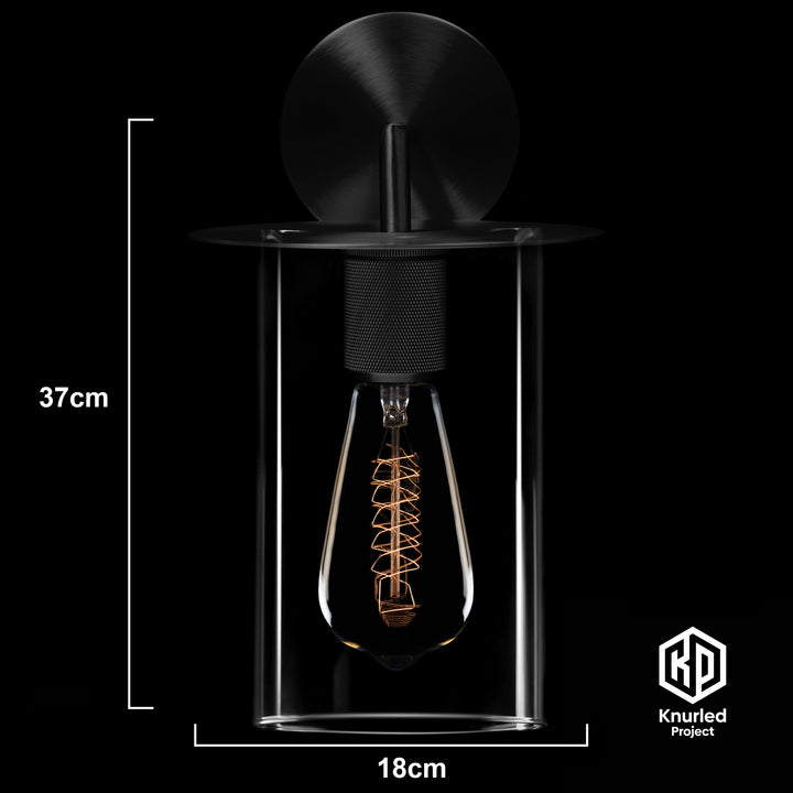 Black Disc Wall Light + Cylinder Shade