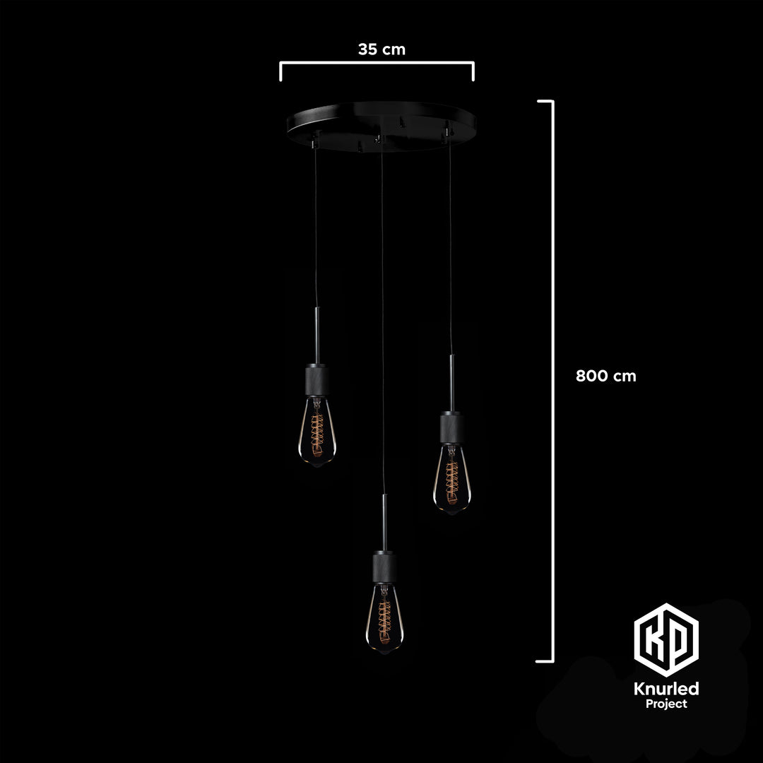 Black 3 Drop Pendant