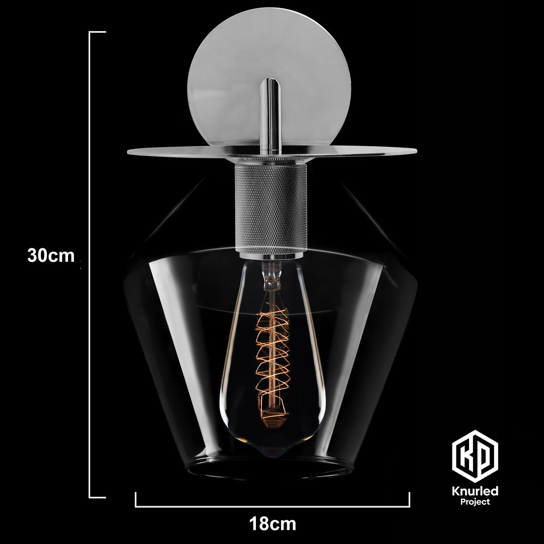 Chrome Disc Wall Light + Diamond Shade