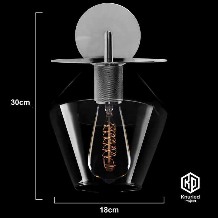 Chrome Disc Wall Light + Diamond Shade