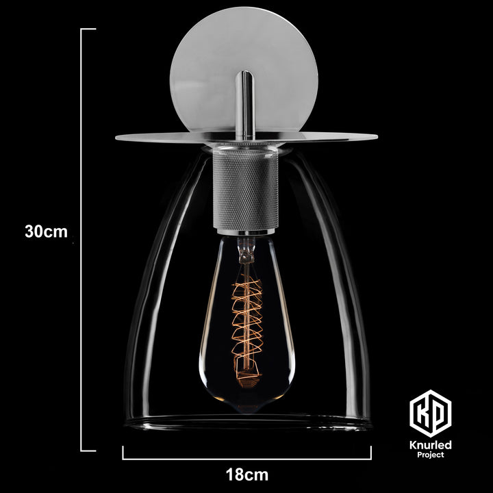 Chrome Disc Wall Light + Bell Shade