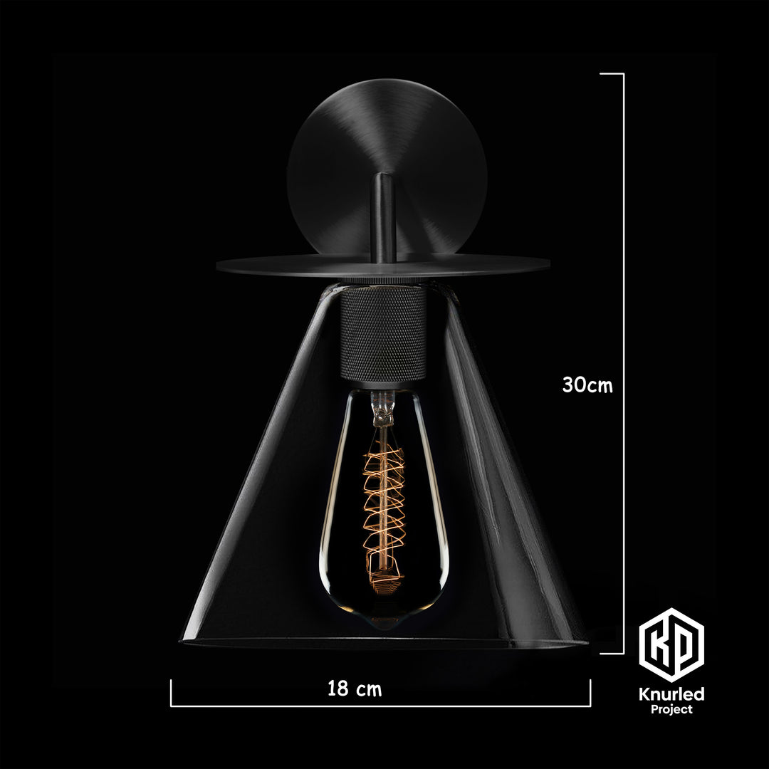 Black Disc Wall Light + Cone Shade
