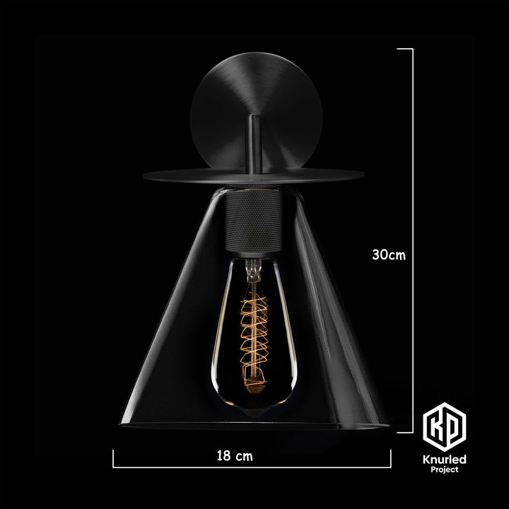 Black Disc Wall Light + Cone Shade