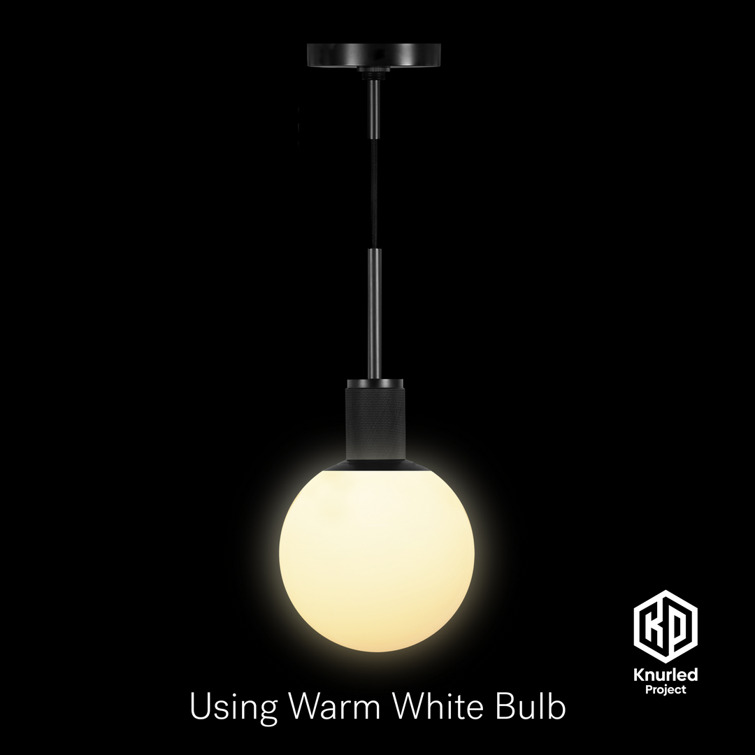 Black Pendant Light + 150mm Opal Shade