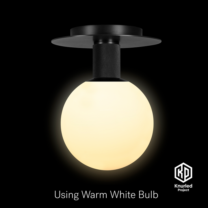 Black Ceiling Light + 150mm Opal Shade