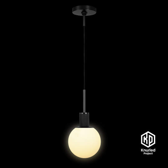 Black Pendant Light + 150mm Opal Shade