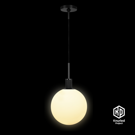 Black Pendant Light + 300mm Opal Shade