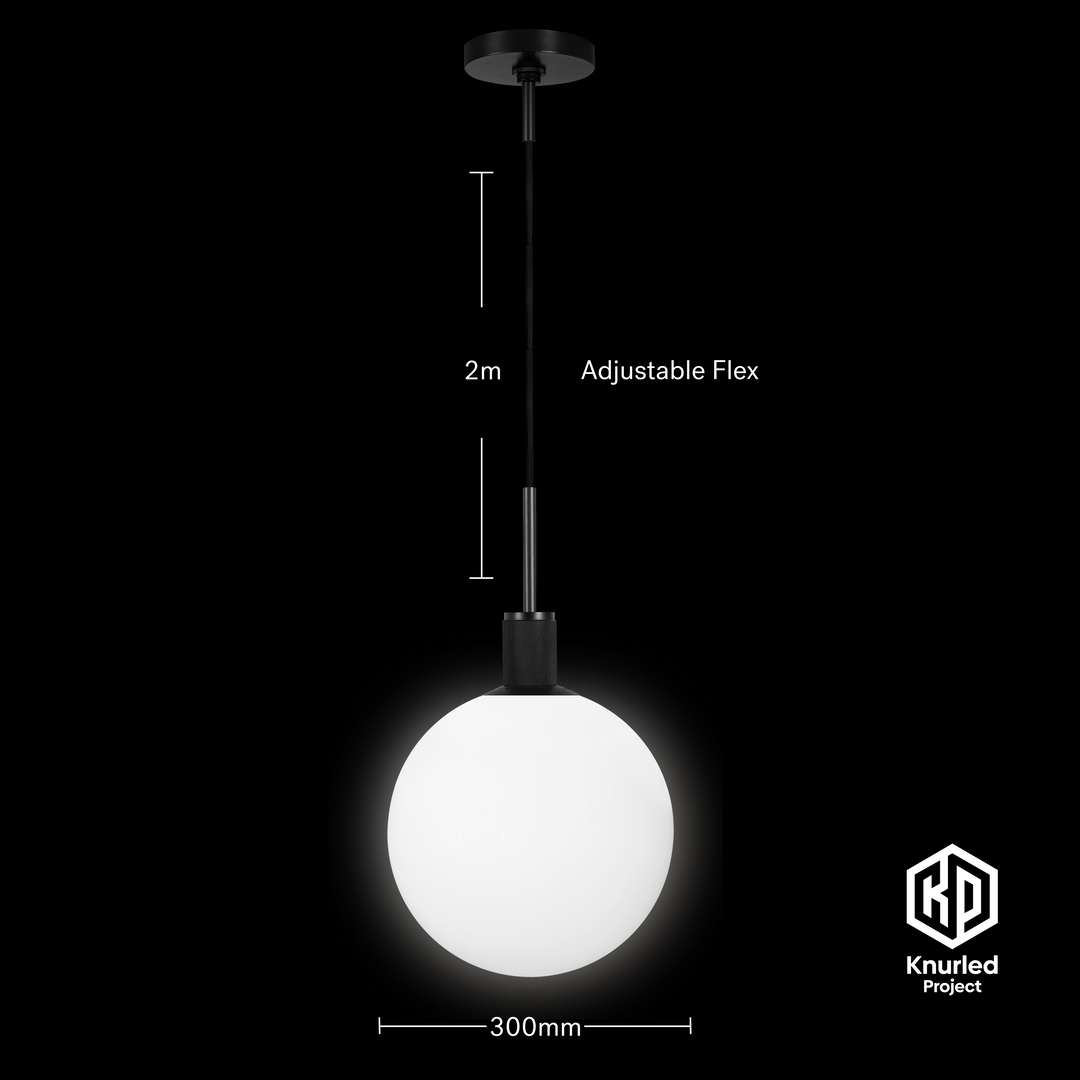 Black Pendant Light + 300mm Opal Shade