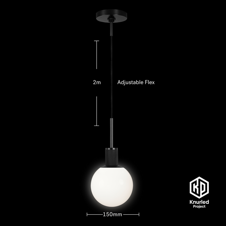Black Pendant Light + 150mm Opal Shade