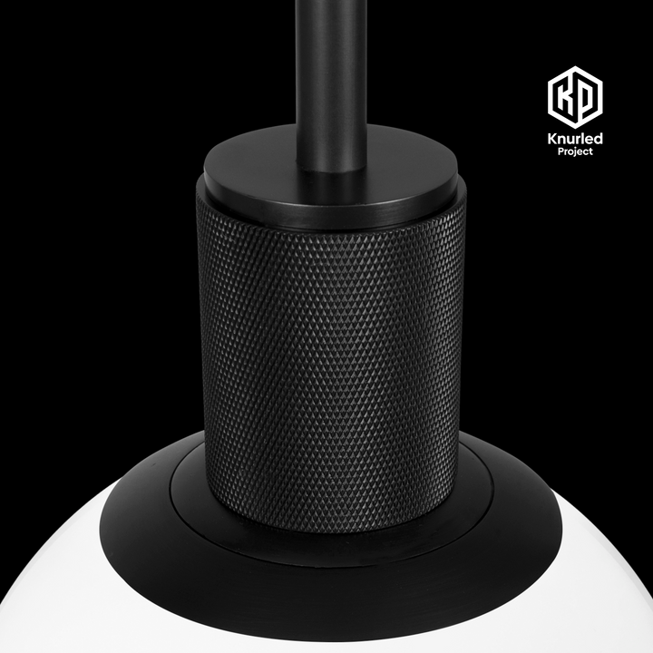 Black Pendant Light + 150mm Opal Shade