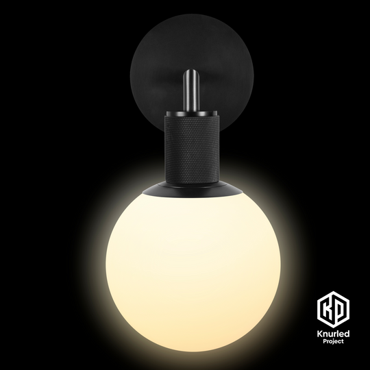 Black Wall Light + 150mm Opal Shade