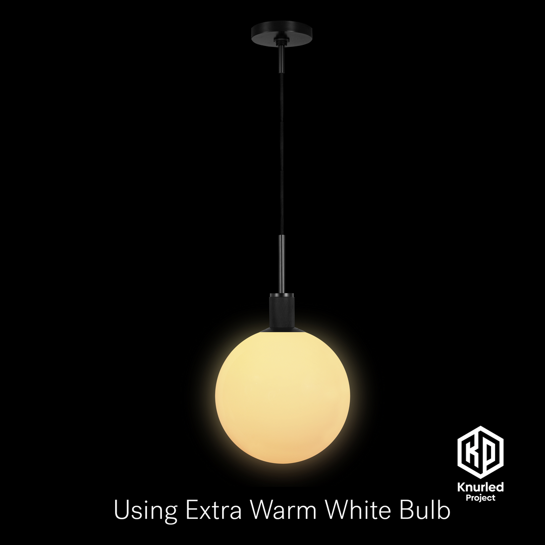 Black Pendant Light + 300mm Opal Shade