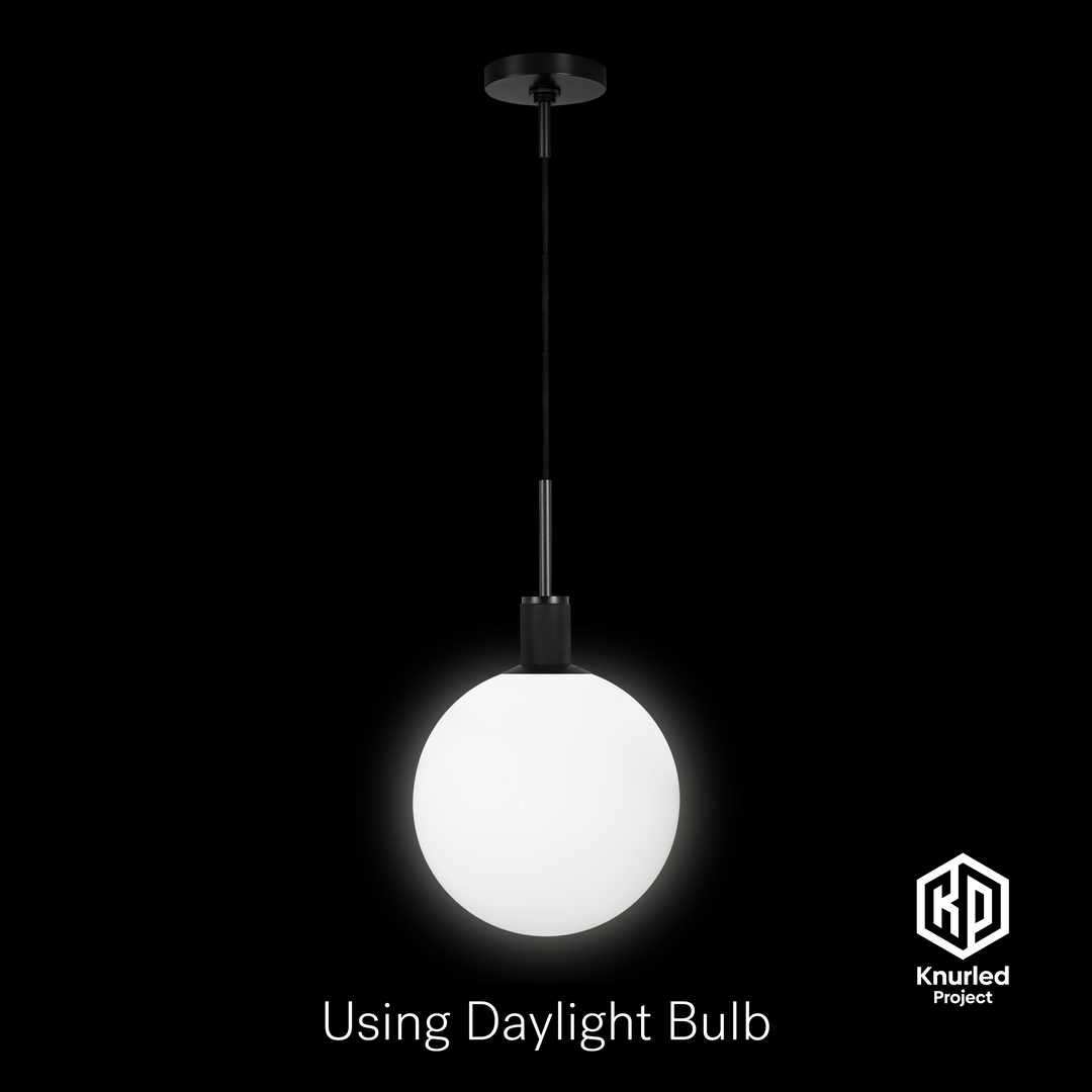 Black Pendant Light + 300mm Opal Shade