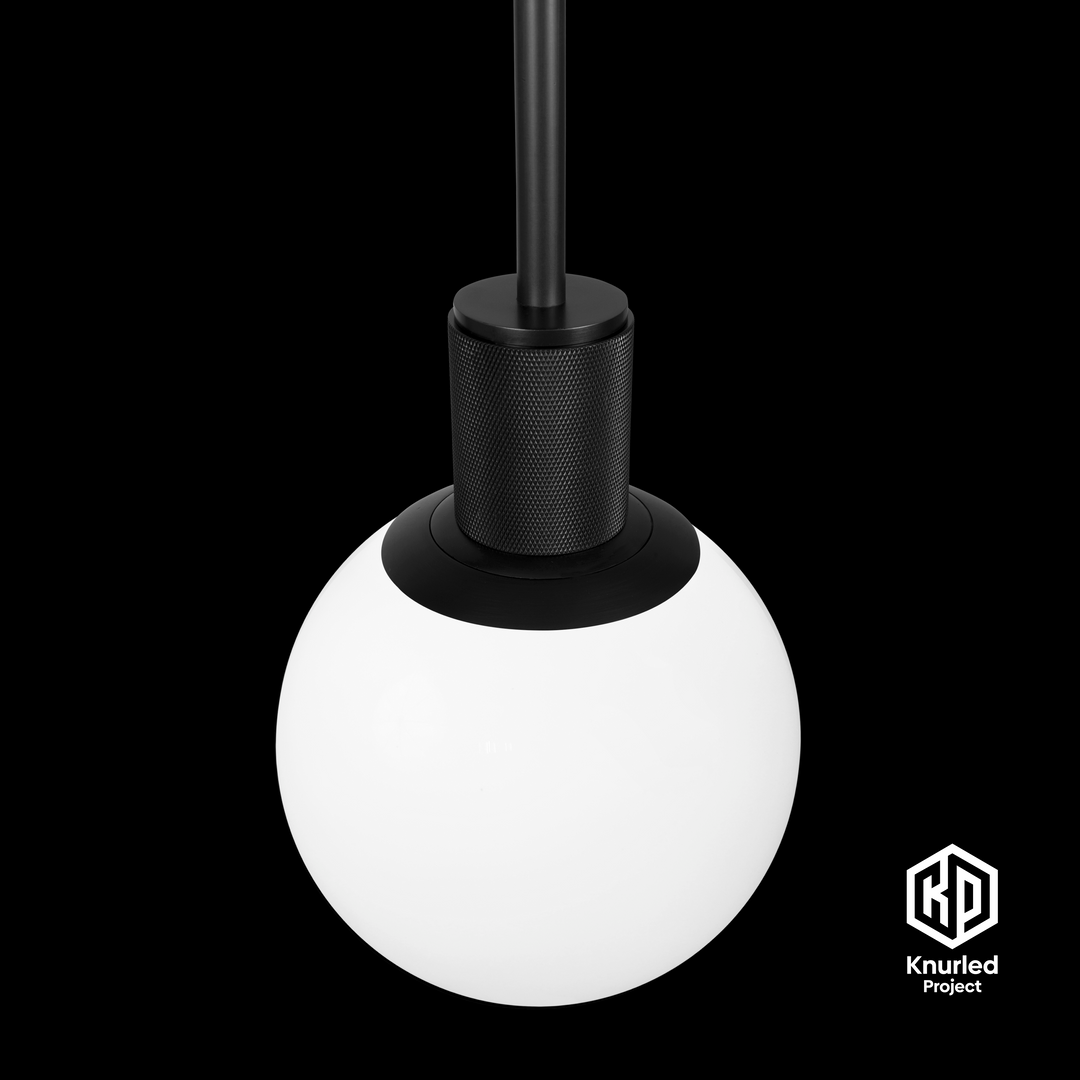 Black Pendant Light + 150mm Opal Shade