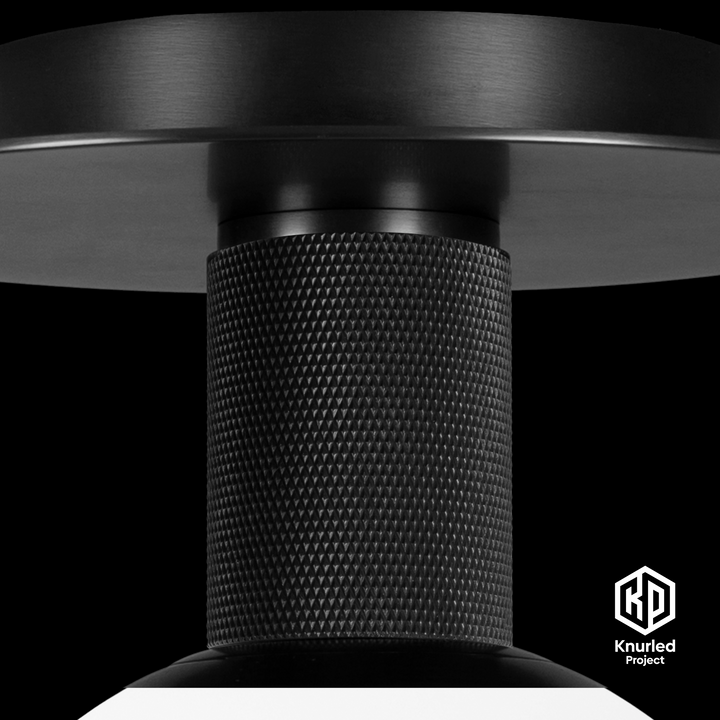 Black Ceiling Light + 150mm Opal Shade