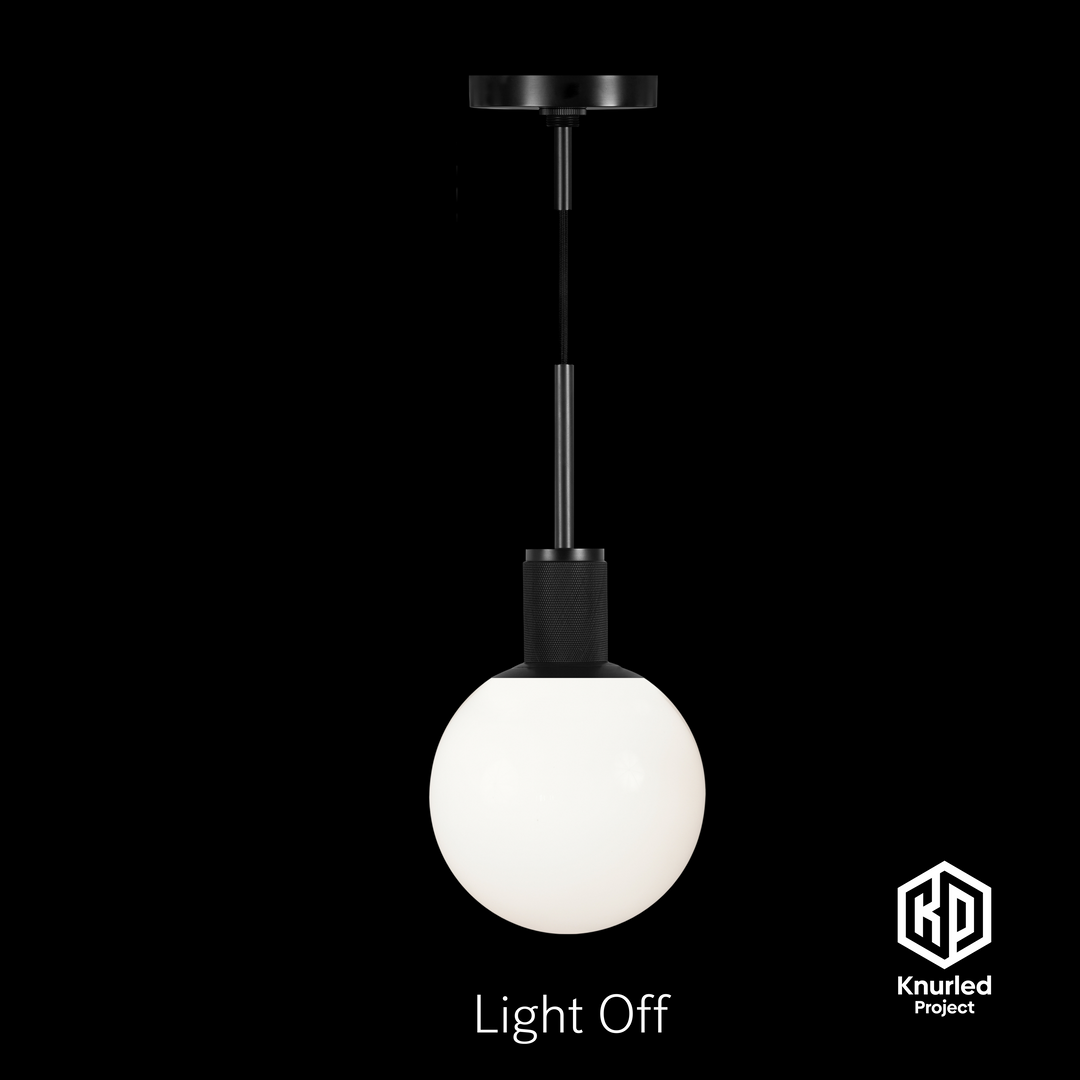 Black Pendant Light + 150mm Opal Shade