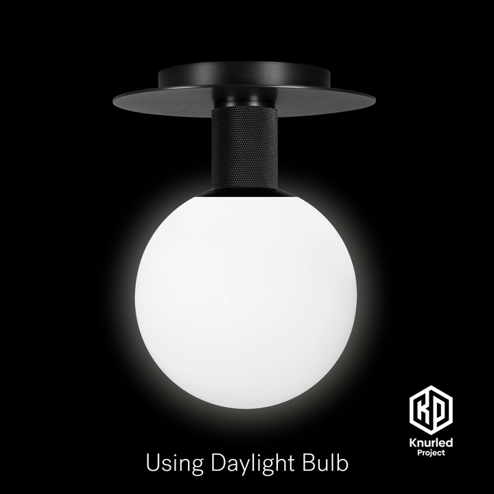 Black Ceiling Light + 150mm Opal Shade