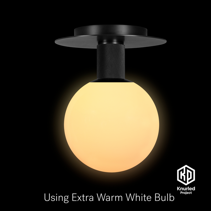 Black Ceiling Light + 150mm Opal Shade